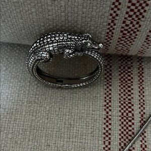 Brighton Silver Crocodile Bangle Bracelet and Necklace